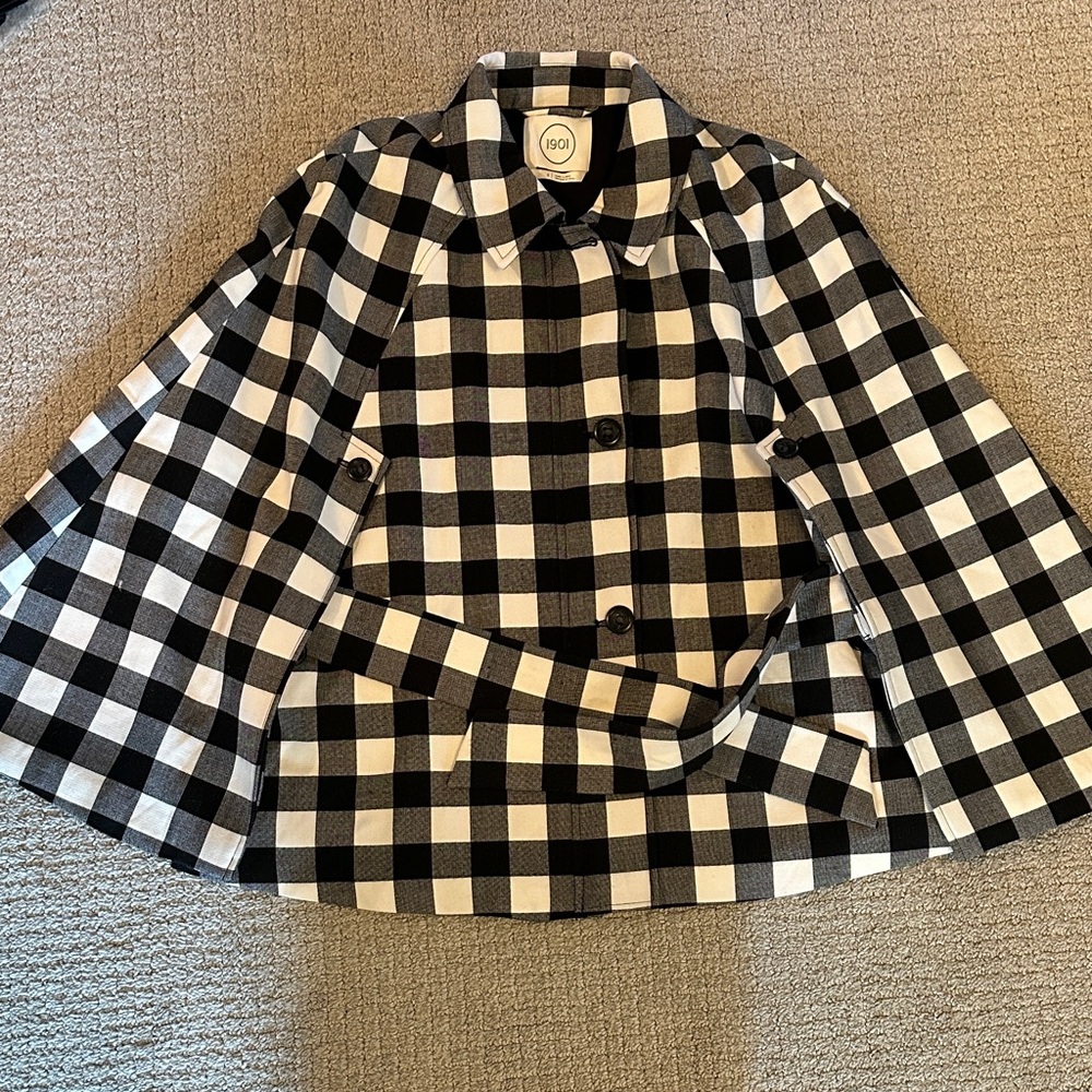 Nordstrom 1901 Black Check Cape